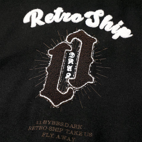 Stitching PU Sleeve Varsity Jacket - Anagoc