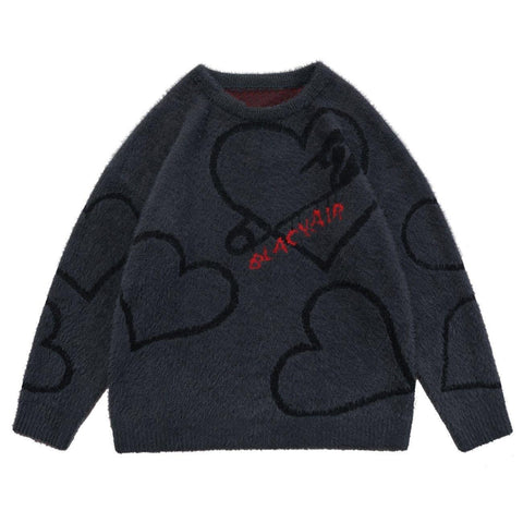 Love Pin Knitted Sweater - Anagoc