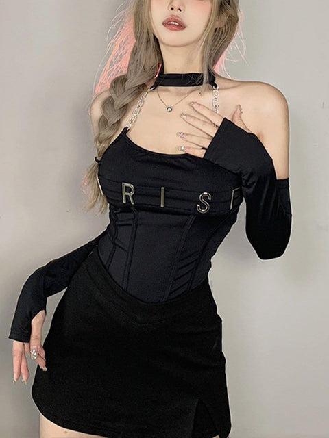 Sexy Chain Long Sleeve T Shirts - Anagoc