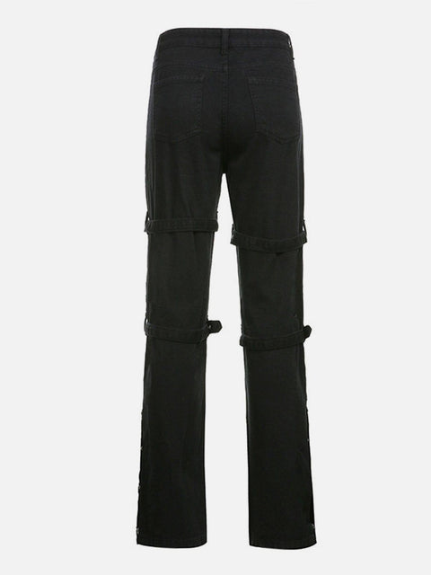 Graffiti Ribbon Straight Pants - Anagoc