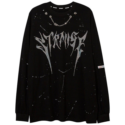 Splash Ink Necklace Letters Print Sweatshirt - Anagoc