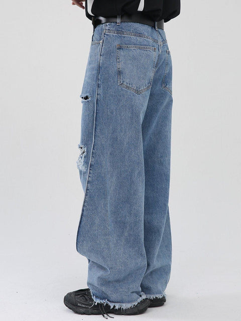 Gothic Alphabet Hole Jeans - Anagoc