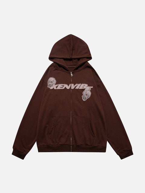 Skeleton Hourglass Zip Up Hoodie - Anagoc