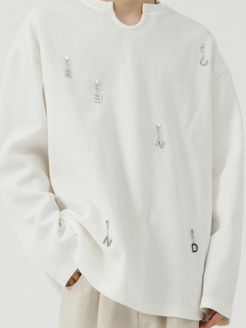 Solid Color Chain Design Sweatshirt - Anagoc