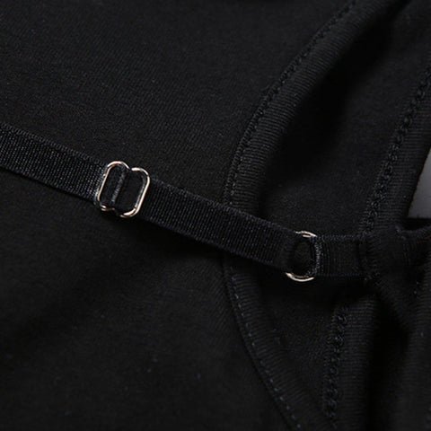 Straps Hollowout Two Piece Long Sleeve Shirt - Anagoc