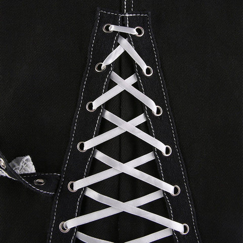 Lace Ribbons Straight Jeans - Anagoc