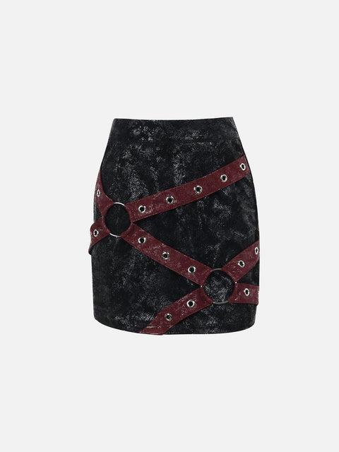 Webbing Patchwork Skirt - Anagoc