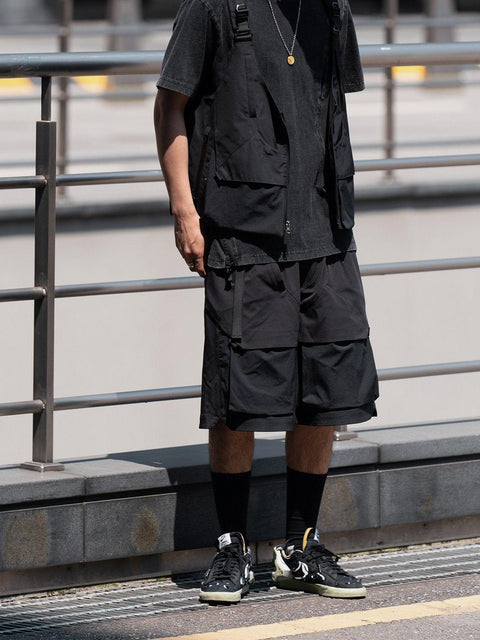 Double Ribbon Curved Shorts - Anagoc