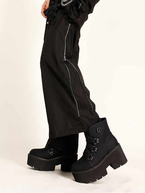 Dark Style Punk Rock Buckle Boots - Anagoc