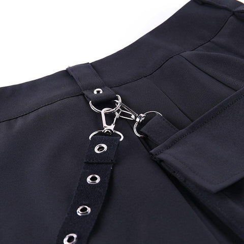 Dark Punk Irregular Pockets Skirt - Anagoc