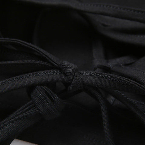 Straps Hollowout Two Piece Long Sleeve Shirt - Anagoc