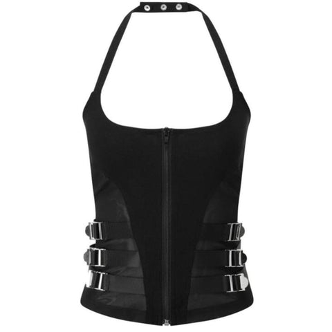 Sling Stitching Buckle Zipper Body Sculpting Vest - Anagoc