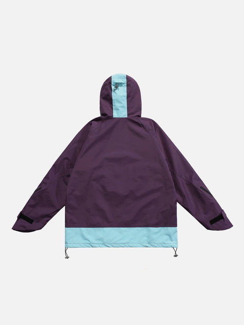 Patchwork Multi Pockets Zip Up Jacket - Anagoc