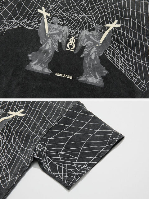 Washed Angel Graphic Tee - Anagoc