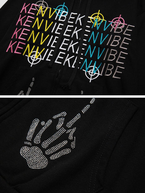 Embroidery Letters Hoodie - Anagoc