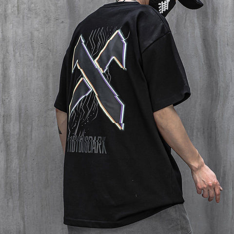 Multicolored Letter X Print Tee - Anagoc