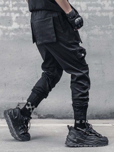 Zip Up Pockets Foot Mouth Cargo Pants - Anagoc
