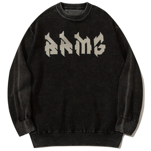 Mechanical Print Washed Sweatshirt - Anagoc