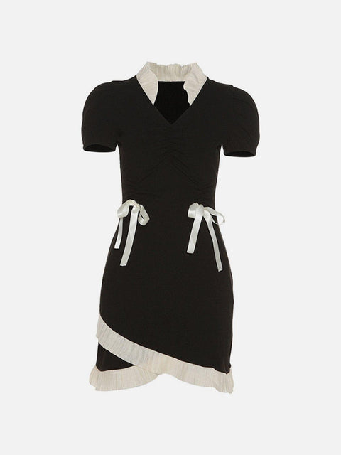Bow Tie Ribbon Dress - Anagoc