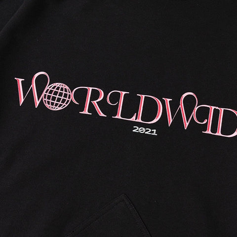 Solid Color Basic Letters Print Hoodie - Anagoc