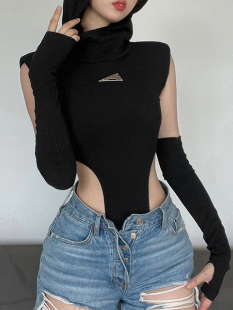 Sexy Hooded Bodysuit