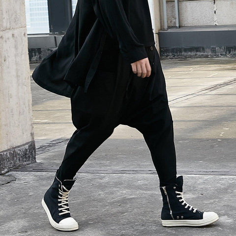 Dark Buttons Crotch Oversized Harem Pants - Anagoc