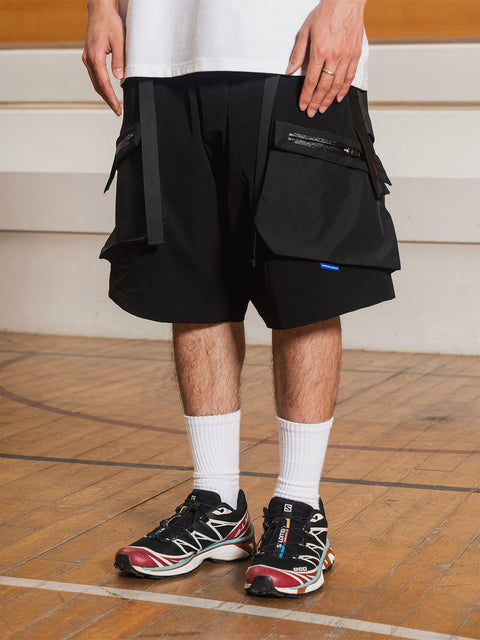 Patchwork Pockets Samurai Shorts - Anagoc