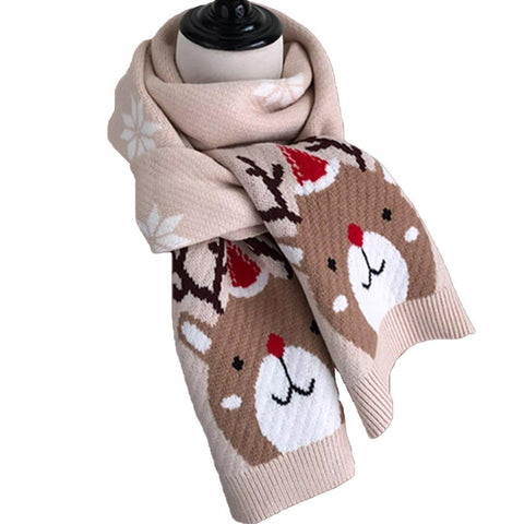 Fawn Snowflake Christmas Knit Scarf - Anagoc