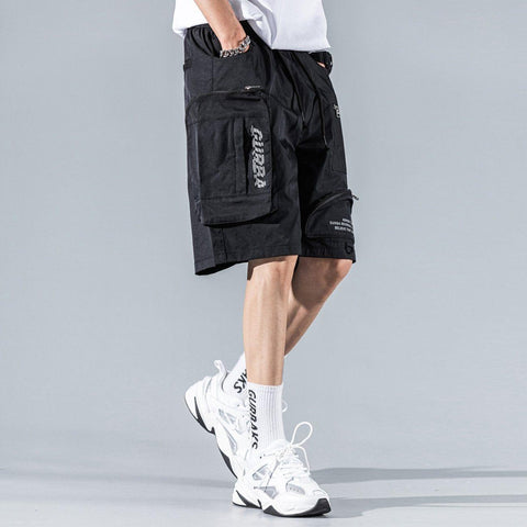 Multi Pockets Letter Cargo Shorts - Anagoc