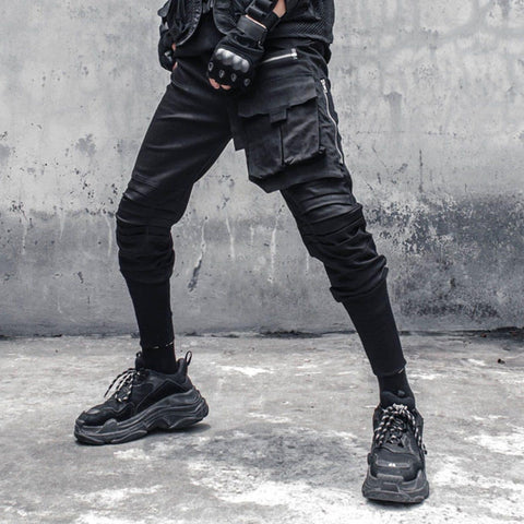Dark Removable Pocket Cargo Pants - Anagoc