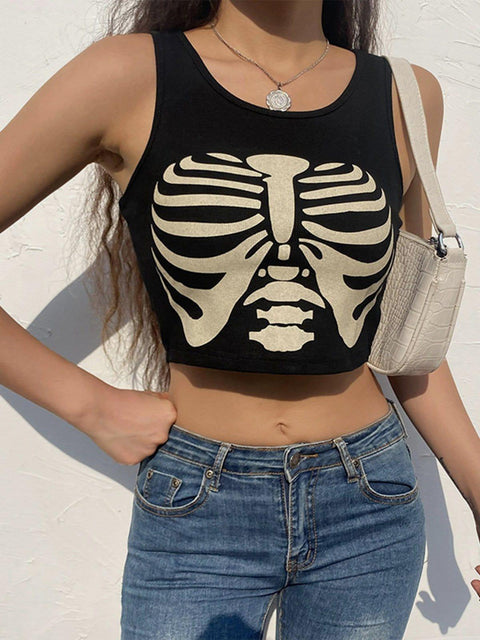 Skeleton Print Vest - Anagoc