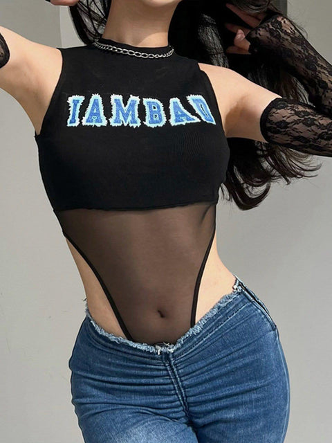 Mesh Patchwork Jumpsuit - Anagoc