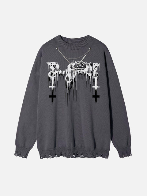 3D Gothic Alphabet Sweater - Anagoc
