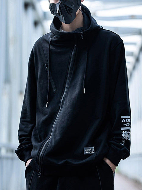 Tilted Zipper Hoodie - Anagoc