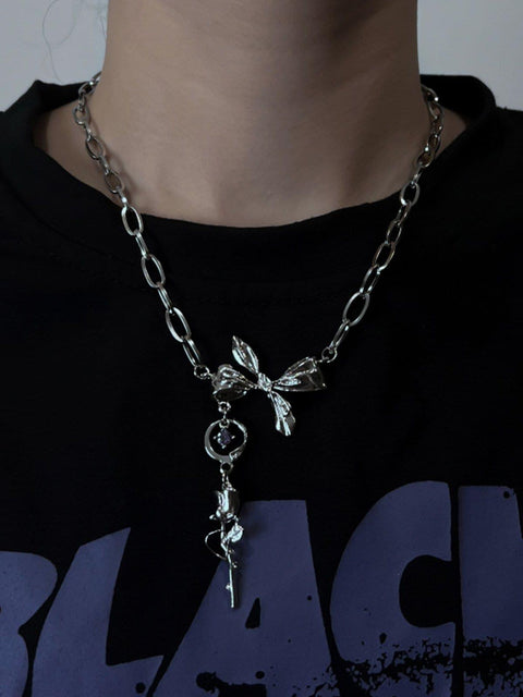Rose Bow Necklace - Anagoc