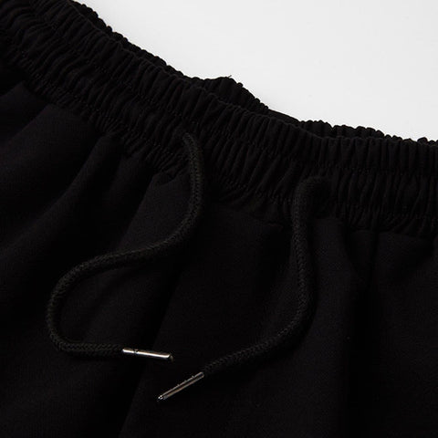 Dark Patchwork Fake Two Oversized Ankle-length Pants - Anagoc
