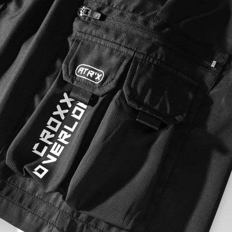 Combat Letter Print Multi Pockets Nylon Shorts - Anagoc