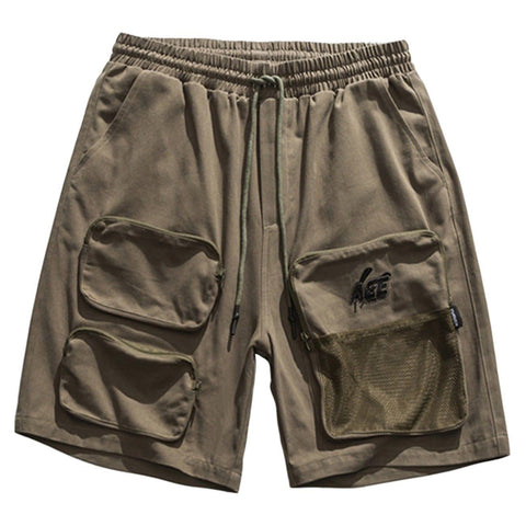 Multi Pockets Letters Drawstring Shorts - Anagoc