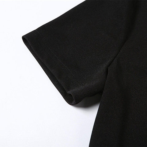 Patchwork Buckle Short Sleeve T Shirt - Anagoc