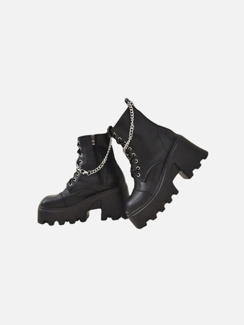 Zip Up Chain Platform Martin Boots - Anagoc