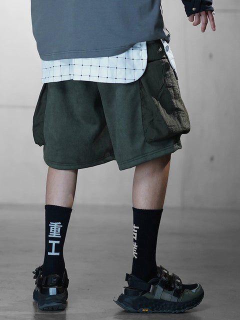 Patchwork Embroidery Cargo Shorts - Anagoc