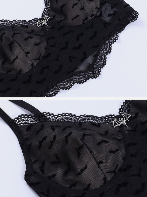 Lace Bat Pattern Vest - Anagoc