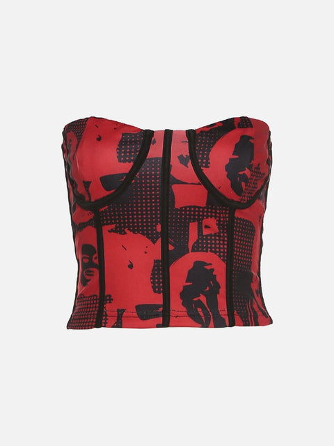 Slim Print Bandeau Vest - Anagoc