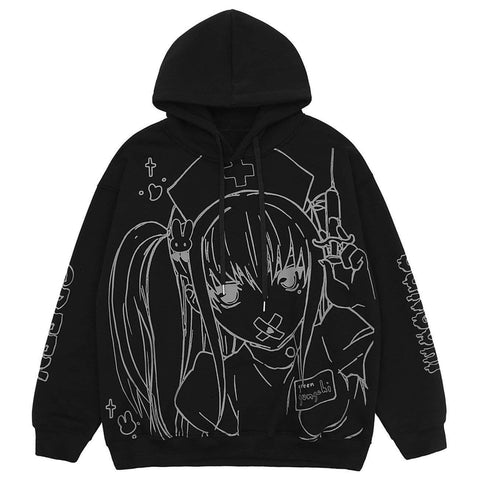 Anime Nurse Girl Print Hoodies - Anagoc
