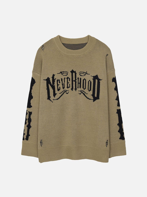 Fire Cross Letters Sweater - Anagoc