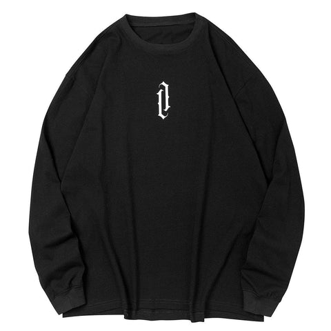 Solid Color Label Embroidery Sweatshirt - Anagoc