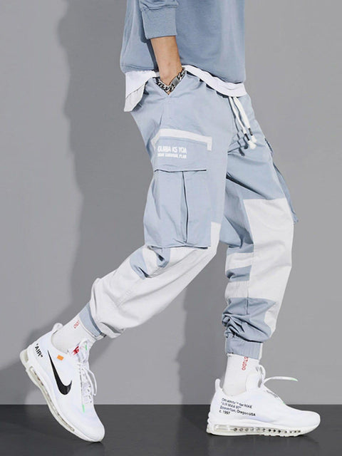 Big Pockets Patchwork Cargo Pants - Anagoc