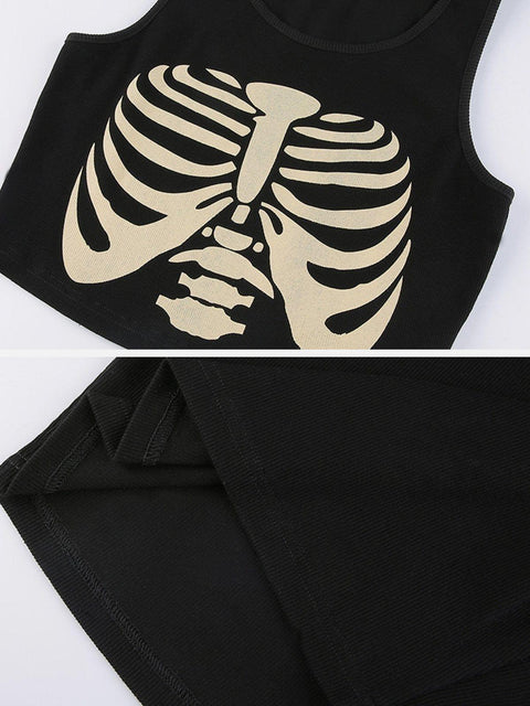 Skeleton Print Vest - Anagoc