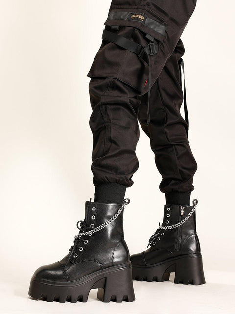 Zip Up Chain Platform Martin Boots - Anagoc