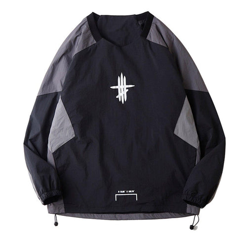 Function Patchwork Print Sweatshirt - Anagoc